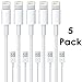 8 pin Lightning to USB Cable Sync and Charging Cord for iPhone 6s plus, 6s, 6 plus, 6, 5s, 5c, 5, iPad Air, iPad mini, iPod nano and iPod touch (White 5 Pack(3FT))