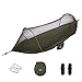 isYoung Hammock with Mosquito Net Parachute Fabric Hammock Net, Durable and Portable, Suit for 2 Persons, Tree Tent, Outdoors (Army Green)
