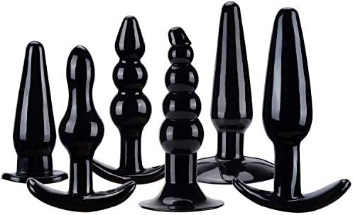 Beginner's Soft Anales Plug Bead Kit -6 Pcs/Set Black Medical Grade Silicone