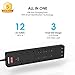 Power Strip Surge Protector, JF.EGWO 12 Outlets Power Strip and 3 Fast Charging Port(5V,3.1A),1875W,6 Feet Heavy Duty Extension Cord,ETL and UL Listed, Flate Plug
