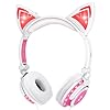 Kids-Headphones-with-Cat-EarLobkin-Wired-Headphones-Over-Ear-for-ChildrenFoldable-Headphone-with-Glowing-Light-for-Kindle-Fire-Samsung-iPad-Tablets-whitepink Kids Headphones with Cat Ear,Lobkin Wired Headphones Over Ear for Children,Foldable Headphone with Glowing Light for…