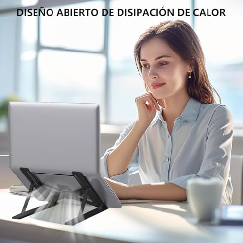 MXHIGO Soporte de Plástico PP Portátil para Laptop, Base Laptop Plegable con 10 Escalones Ajustables, Ligero y Portátil, Soporte Computadora para Ventilación de Calor, Estable y Antideslizante