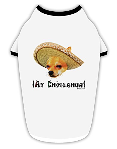 TOOLOUD Chihuahua Dog Sombrero - Ay Chihuahua Cotton Dog Shirt White Black Small