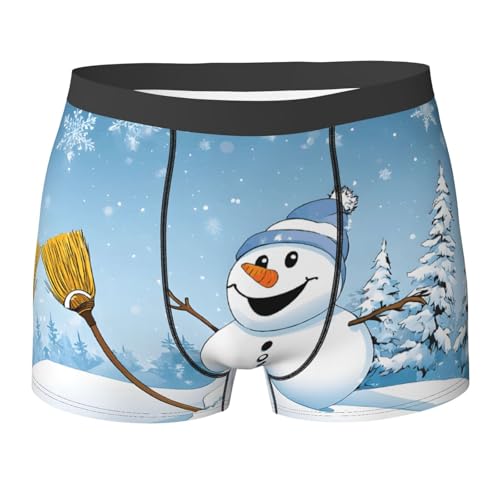SYHEART Merry Christmas And Snow Print Men'S Boxer Briefs With Elastic Comfort Fit Design For All-Day Wear