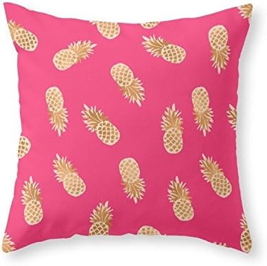 Sea Girl Soft Gold Pineapples Tropical Pink Throw Pillow Indoor Cover Pillow Case For Your Home(20in x 20in)