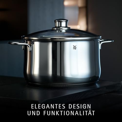Diadem Plus Kochtopf Induktion 24 cm – 6,5 l großer Fleischtopf aus Cromargan Edelstahl mit Glasdeckel, hohem Rand, spülmaschinenfest, langlebig und unbeschichtet für gesunde, leckere Mahlzeiten