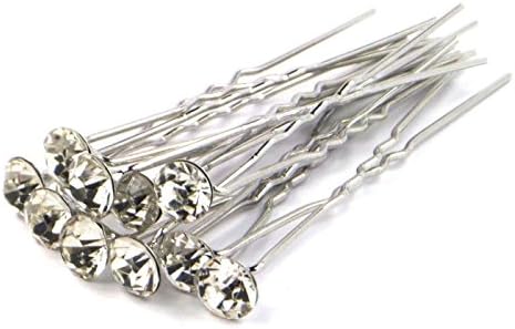 PAAT SHOP 10/20Pcs Crystal Diamante Rhinestone Wedding Bridal Flower Hair Clip Hairpin (Round Crystal White)