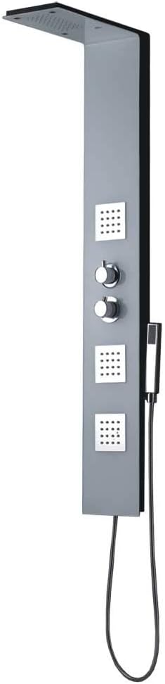 Black White Aluminium Shower Panel Massage Rain Shower Head Acrylic Glass Sanlingo