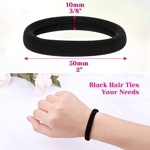 image for Anezus 50 Pcs Thick Black Hair Ties Large Elastics Bulk Hair Ties Stre