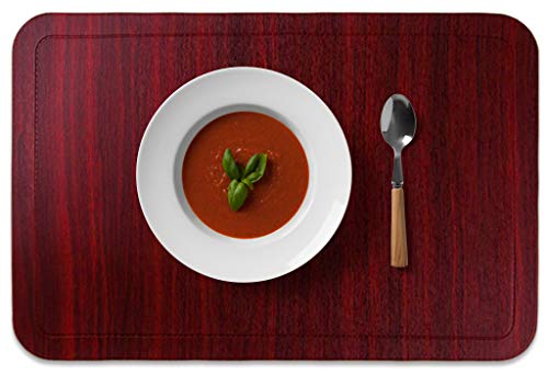 Alpiriral Dining PlaceMats Set of 8 Heat Resistant PlaceMats Easy to Wipe Off Scrub Vinyl Place Mats Washable Table Mats Protect A Table from Messes & with A Nice Looking in Cherry Red