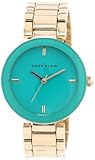 Anne Klein Women's AK/1290TEGB Green Crystal Gold-Tone Bracelet Watch