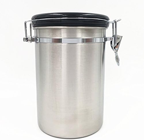 Harko Stainless Steel Large Airtight Coffee Canister with Bonus Scoop Worth $5 Coffee Vault Storage Jars For Fresher Coffee Ground Beans 1.8 L 20 Oz (Silver)