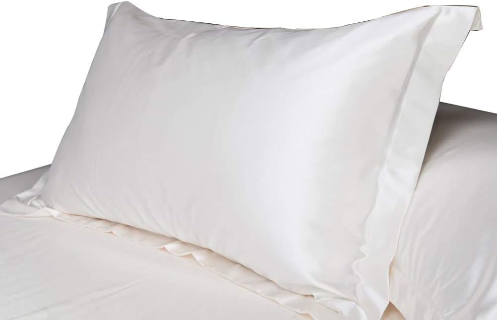 EURhine Silk Pillowcase Satin Pillow Case 30x20 Inch Long White 1 PC