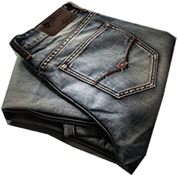 DAWENBI Cosy Men Retro Jeans Nostalgia Straight Denim Jeans Plus Size Casual Long Pants Trousers Jean MG86 36