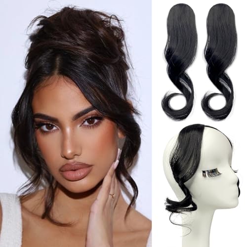 VAVANGA Long Side Bangs Clip-in Hair 2PCS Set (Brown Black) at Amazon