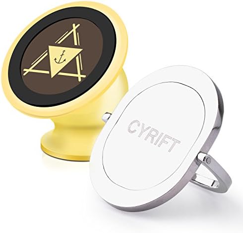 Magnetic Car Mount CYRIFT Phone Dashboard Car Mounts Holder with Phone Ring Stand for Cell Phone and GPS Device(Gold)