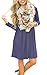 AUSELILY Women's Long Sleeve Pleated Loose Swing Casual Dress with Pockets Knee Length (M, Purple Gray)