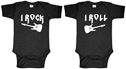 I Rock - I ROLL - Twins Funny Siblings - Two Infant Bodysuit Combo