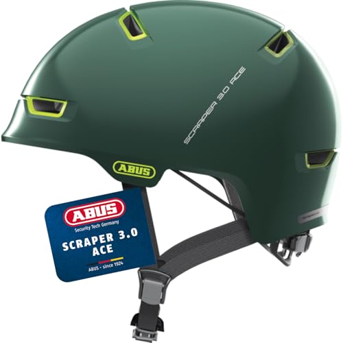 ABUS Stadthelm Scraper 3.0 ACE - Robuster Fahrradhelm für den Stadtverkehr - für Damen und Herren - Grün, Größe L