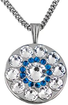 Swarovski Crystal Golf Ball Markers with Magnetic Necklace - Premium Golf Gifts for Women by Girls Golf Bling (Spyglass Hill Sapphire Blue Mini)