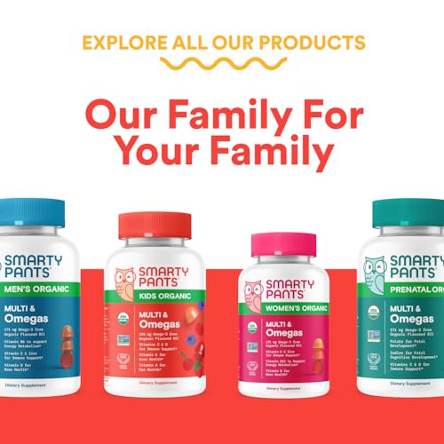 SMARTYPANTS ORGANIC KIDS MULTIVITAMIN GUMMIES: PROBIOTICS, OMEGA 3 (ALA), VITAMIN D3, C, VITAMIN B12, B6, A, K & ZINC FOR IMMUNE SUPPORT, BIOTIN, THREE FRUIT FLAVORS, 120 COUNT (30 DAY SUPPLY)