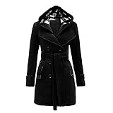 Envy Boutique Women's Military Button Hooded Fleece Belted Jacket
