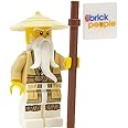 LEGO Ninjago: Sensei Wu Minifigure with Tan Robes Battle Staff and Braided Ponytail