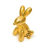 Made By Humans Balloon Money Bank Bunny, Cool and Unique Ceramic Piggy Bank with High-Gloss Finish - Gold