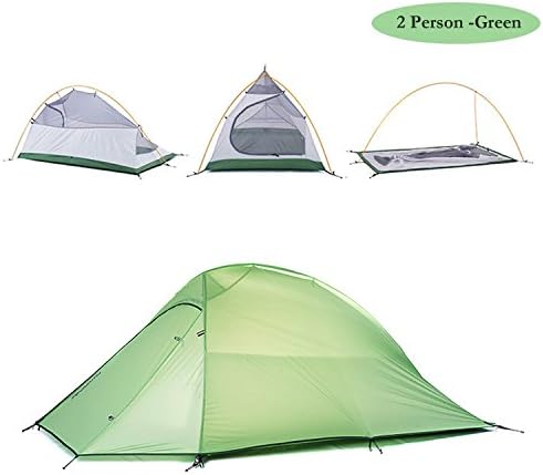 Ubens Naturehike Folding Camping Tent 2 Person 4 Seasons Double Layer Ultralight Aluminum Rod Anti-UV Windproof Waterproof Free Offer a Groundsheet for Backpacking Hiking Travel Hunting (Green)