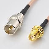DHT Electronics RF coaxial coax cable assembly IEC DVB-T TV PAL male to SMA female 6''