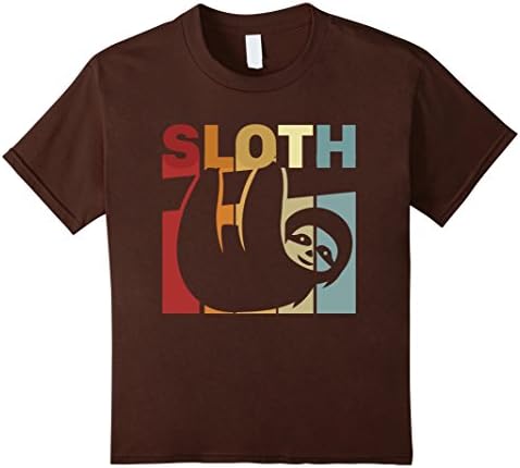 Kids Vintage Sloth T-Shirt 12 Brown