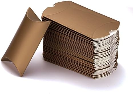 AISHIMAN Gold Paper Pillow Favor Gift Box Wedding Party Favour Anti-Scratch Gift Candy Box Pack Of 50