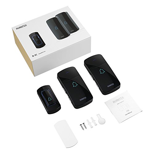 Wireless Doorbell, AVANTEK Waterpoof Door Bell Chime Operating at 1300 Feet with 52 Melodies, 5 Volume Levels & LED Flash
