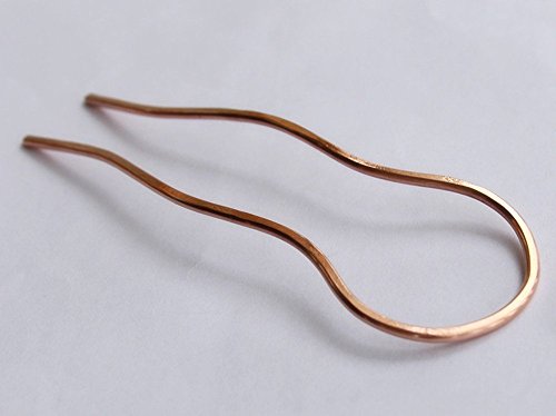 Gold Pave hammered U Shape Hair Fork Metal Hair Stick Pin Chignon Pin Rose Gold gift for her. - Thumbnail 5