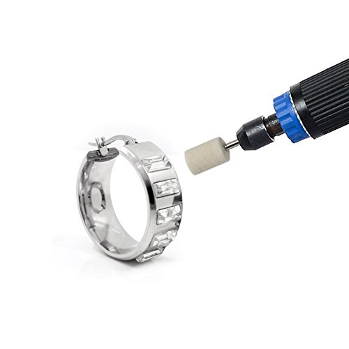 Shintop 12pcs Felt Point Polishing Tool Wool Felt Buffing Mounted Point (Cylindrical, White