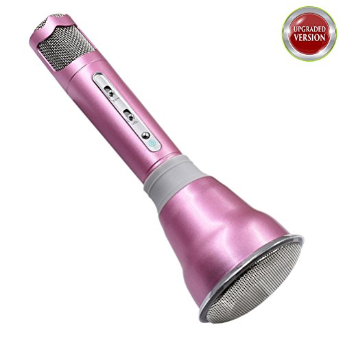 Bluetooth Wireless Microphones Karaoke for Music Playing and Singing Anytime, ARTHOME 3-in-1 Karaoke machine KTV for Apple iPhone Android Smartphone Or Pc (Rose Gold)