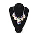 ArRord Black Chain Resin Flower Beaded Y Bib Statement Choker Necklace