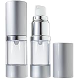 Airless Pump Bottle Refillable Travel Container - 10 ml / 0.34 oz (2 Pack)