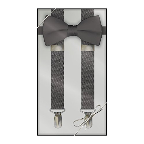 Suspender & Bow Tie Set (Adult, Charcoal)
