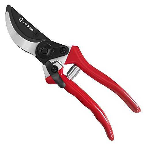 wsiiroon Pruning Shears Sharp Bypass Garden Pruning Tools, High Carbon Steel Blade, Ergonomic Angled Design, Durable, Comfortable, Best Hand Pruner for The Garden