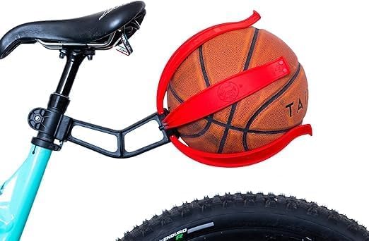 KIK BALL, Bicycle Ball Holder, Safety Device for Children and Teenagers, Easy Application, Suitable for Footballs, Volleyballs, Basketball and Rugby Balls, Red