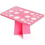 Matto Makeup Brushes Holder Organizer Rack Folding Collapsible Air Drying Tower Brush Dryer (Pink)