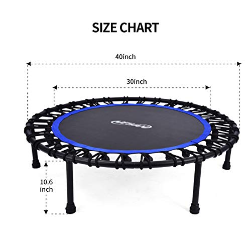 Newan 40" Silent Mini Trampoline Fitness Trampoline Bungee Rebounder Jumping Cardio Trainer Workout for Adults or Kids (Max. Load 300lbs) - Thumbnail 4