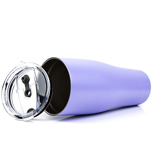 Tumbler 32 oz Lilac - Ultra-Tough Double Wall Stainless Steel Premium Insulated Cup - Keep Coffee and Ice Tea or Beer - Ultimate Set - Leak-Proof + Sliding Lid + Straw + Brush + Gift Box, Lilac - Thumbnail 5