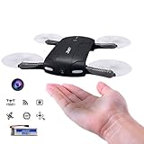 OKPOW Pocket Selfie Drone WIFI Control Aerial Video Quadcopter Drone Foldable RC Quadcopter with One Key Selfie 2.4G 6-Axis Gyro Altitude Hold 3D Flips&Rolls Quadrotor Black