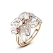 Yoursfs White Enamel Flower Ring for women 18k Rose Gold Color Wedding Jewelry Women's rings