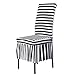 Dining Room Chair Covers, SHZONS Stretch Stripe Ruffled Long Skirt Dining Chair Slipcover, Black/White(Style C)