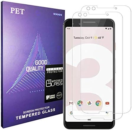 Pixel 3 Screen Protector, [2pack][Case Friendly] Tempered Glass, 9H Hardness, Bubble Free, Compatible with Google Pixe 3 Transparent