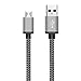 Micro USB Cable 3-Pack, BeneStellar Premium Nylon Braided USB 2.0 A Male to Micro B Sync Cables for Samsung Galaxy, HTC, Nexus, Motorola, Nokia, Android and More (Gray, 10ft)