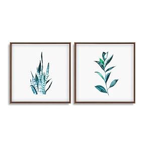 Framed Canvas Wall Art for Living Room, Bedroom Succulent Watercolor Illustration II Canvas Prints for Home Decoration Ready to Hang - 16"x16"x2 Panels